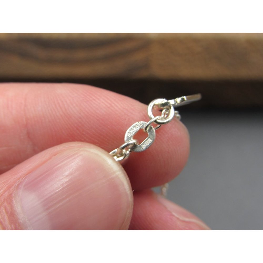 18" Sterling Silver Tiny Clear Quartz Stone Pendant Necklace Vintage Minimalist - Picture 4 of 6